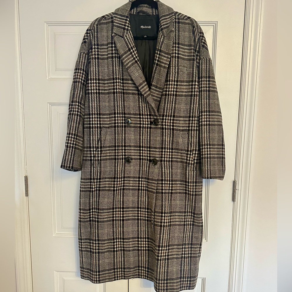 Madewell Plaid Double Breasted Coat (sz S)